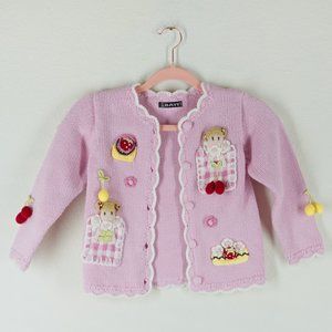 Pink Kids Strawberry Mushroom Knitted Sweater